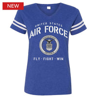 Thumbnail for Air Force Lady Stencil Logo Ladies V-Neck T-Shirt
