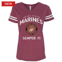 Thumbnail for Marine Lady Stencil Logo Ladies V-Neck T-Shirt