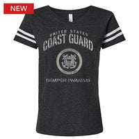 Thumbnail for Coastguard Lady Stencil Logo Ladies V-Neck T-Shirt