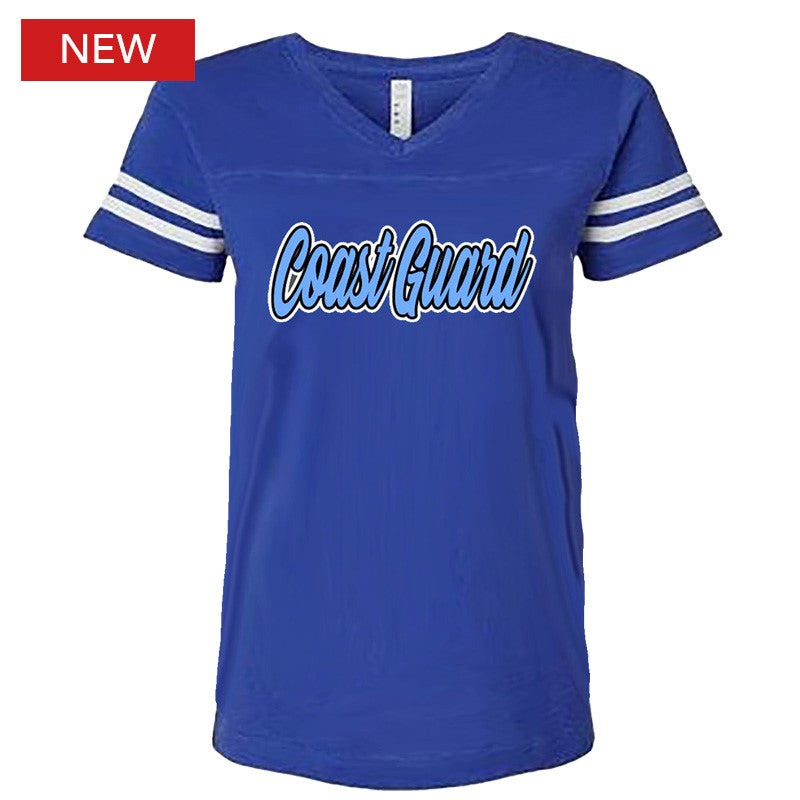Coast Guard Lady Script Logo Ladies V-Neck T-Shirt