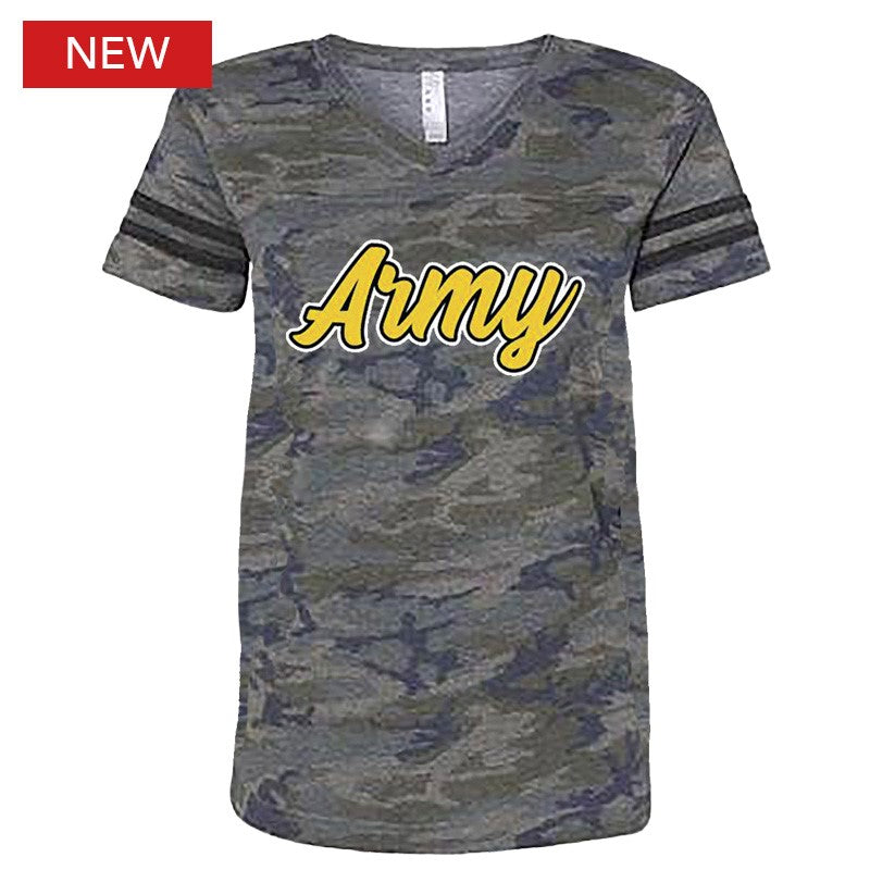 Army Lady Script Logo Ladies V-Neck T-Shirt