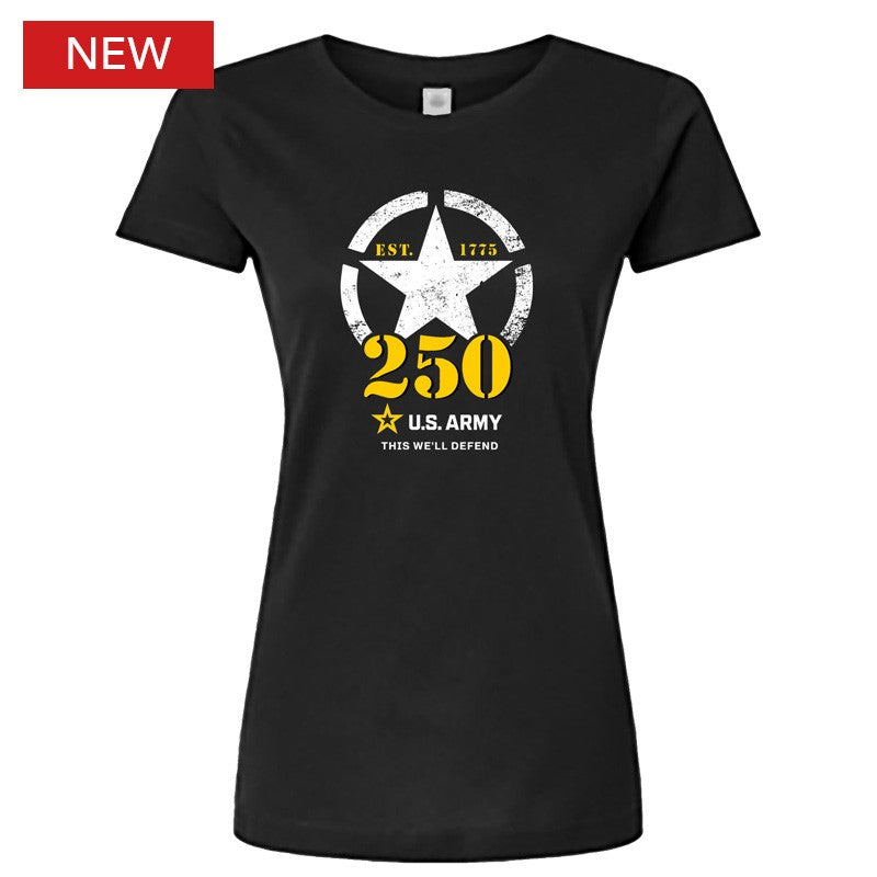 Army 250th Logo Lady Crewneck Front Print Ladies T-Shirt