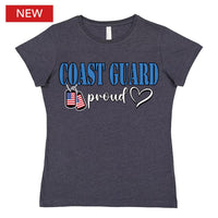 Thumbnail for Coast Guard Proud Dog Tags Lady Crew Front Print Ladies T-Shirt