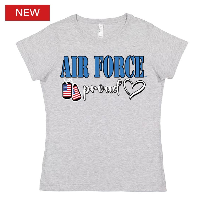 Af Proud Dog Tags Lady Crewneck Front Print Ladies T-Shirt
