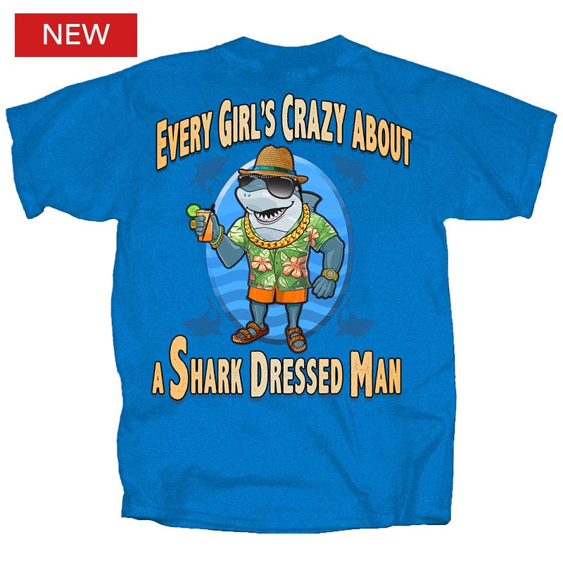 Drinking Girl Crazy About Shark Dressed Man T-Shirt