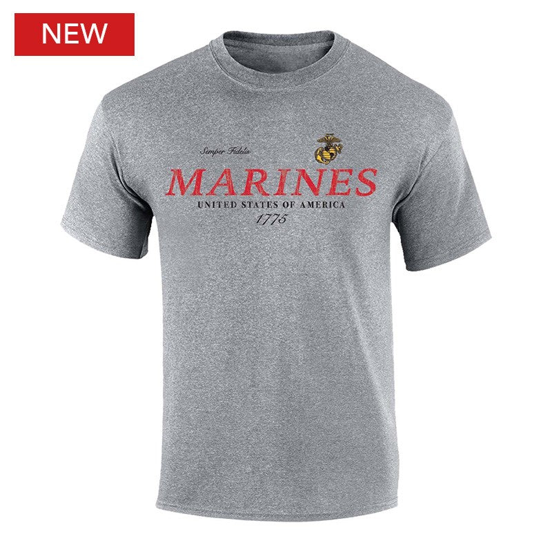 Military Marines Distressed Top Icon T-Shirt
