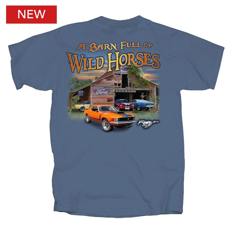 Ford Mustang Barn Full Wild Horses T-Shirt