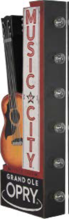 Thumbnail for 30x10 - MUSIC CITY - 2 SIDED METAL SIGN - WITH LED BULBS- (2 PC PREPACK - $30.00 EACH)
