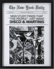 16X20 - NY DISCO & MARTINIS FRAMED GLASS ART- (2 PC PREPACK - $10.00 EACH)