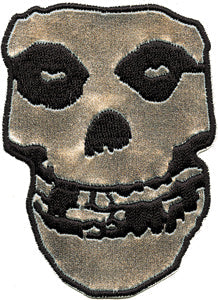 Misfits Silver Pleather Skull 10" Oversized Patch