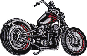 Black Chopper Motorcycle 4"x3" Patch - 3 pc prepack