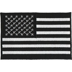 Black  White American Flag 4"x2.75" Patch - 3 pc prepack