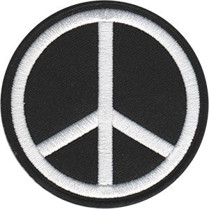 Black  White Peace Sign 3" Round Patch - 3 pc prepack