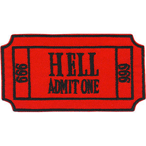 Ticket to Hell 3.5"x1.9" Patch - 3 pc prepack