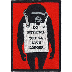 Banksy's Graffiti Do Nothing Monkey 3.25"x4.5" Patch - 3 pc prepack