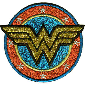 DC Comics Originals Wonder Woman Shield w/ Gold 3.6"x3.3" Glitter Patch - 3 pc prepack