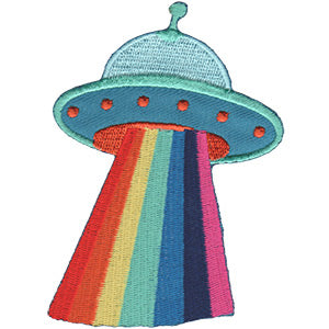 UFO w/ Rainbow Ray 2.8"x3.8" Patch - 3 pc prepack