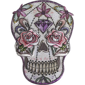 Skull Pastel Flowers 2.8"x3.8" Patch - 3 pc prepack