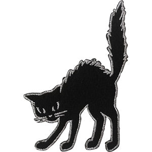 Black Cat w/ Silver 3.4"x4.5" Patch - 3 pc prepack