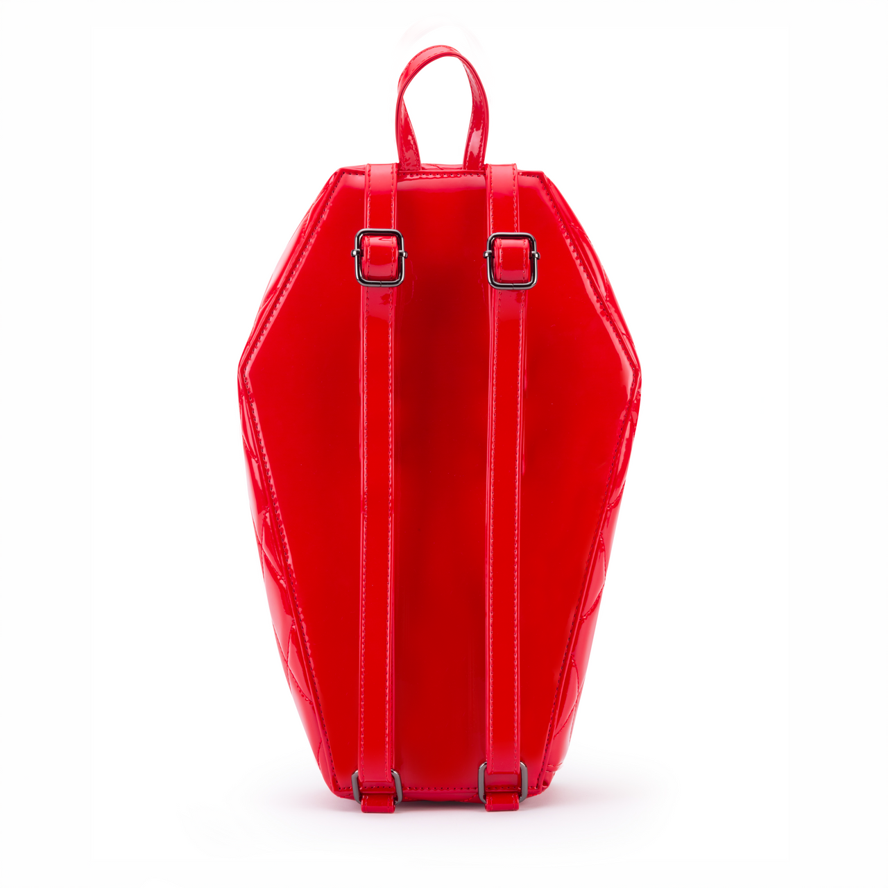 Mina Bat Studded Coffin Backpack - Red Vinyl