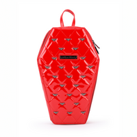 Thumbnail for Mina Bat Studded Coffin Backpack - Red Vinyl