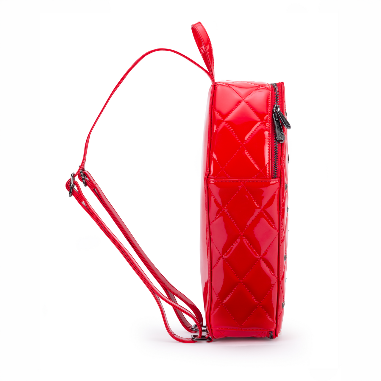 Mina Bat Studded Coffin Backpack - Red Vinyl