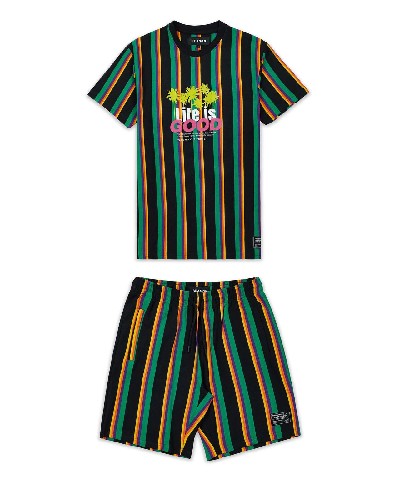 Vert Stripe Life Is Good Crew Set