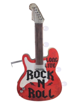 30x13 - GUITAR ROCK N ROLL - 2 SIDED METAL SIGN - WITH LED BULBS- (2 PC PREPACK - $30.00 EACH)