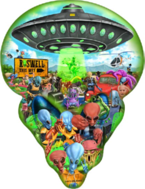 13.85” x 18.02" - ROSWELL COOKOUT - SHAPED AND EMBOSSED METAL SIGN - (2 PC PREPACK - $9.00 EACH)