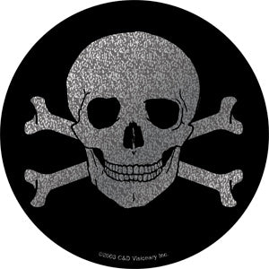 Skull 4" Round Glitter Sticker - 6 pc prepack