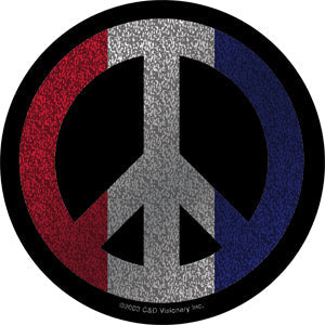 Peace Sign 4" Round Glitter Sticker - 6 pc prepack