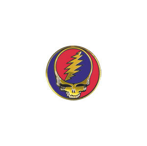 Grateful Dead Steal Your Face Small 1.125" Round Metal Sticker - 6 pc prepack
