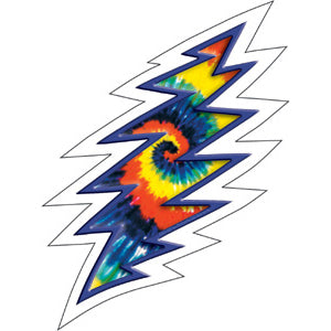 Grateful Dead Tie Dye Bolt 4"x5.4" Clear Sticker - 6 pc prepack