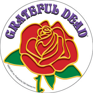 Grateful Dead Rose w/ Logo 4" Round Clear Sticker - 6 pc prepack