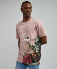 Thumbnail for Art Is Not A Crime Box T-Shirt - Pink