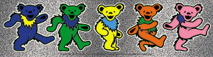 Grateful Dead Dancing Bears 9.25"x2.5" Glitter Sticker - 6 pc prepack