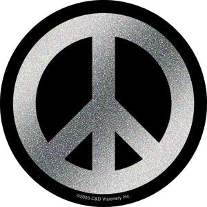 Peace 4" Round Glitter Sticker - 6 pc prepack