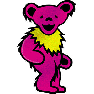 Grateful Dead Pink Bear Glitter 3"x5" Sticker - 6 pc prepack