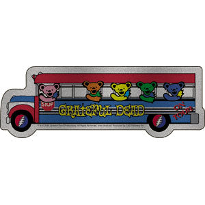 Grateful Dead Bear Bus 7.75"x2.75" Glitter Sticker - 6 pc prepack