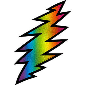 Grateful Dead Rainbow Lightning Bolt 3.8"x5.6" Glitter Sticker - 6 pc prepack