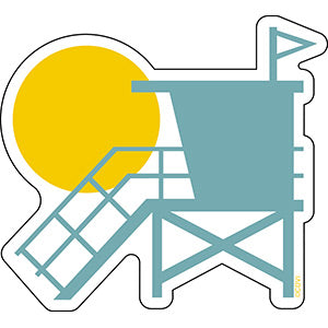 Lifeguard Tower 4"x3.6" Sticker - 6 pc prepack