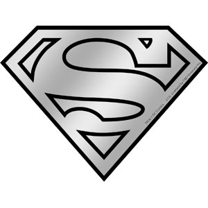 DC Comics Originals Superman Logo 5"x3.75" Chrome Sticker - 6 pc prepack