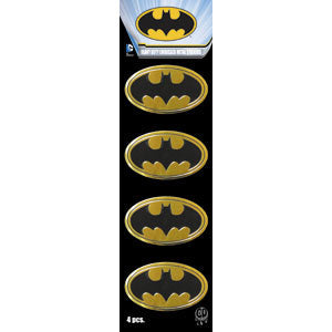 DC Comics Originals Batman Logo 4 Pack 1.5" Mini Metal Sticker Set - 6 pc prepack