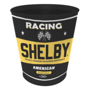 10.5" ROUND x 11" HIGH - SHELBY RACING METAL TRASH BIN - (2 PC PREPACK - $9.00 EACH)