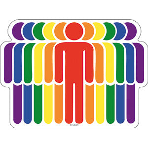 LGBTQ+ Rainbow People 5"x3.7" Sticker - 6 pc prepack