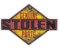Thumbnail for 18.54” x 13.48” - GENUINE STOLEN PARTS - SHAPED AND EMBOSSED METAL SIGN - (2 PC PREPACK - $9.00 EACH)