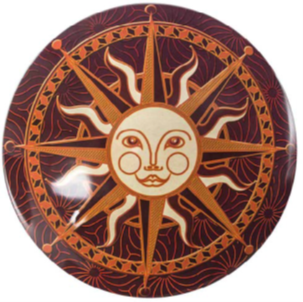 HAPPY SUNDOMED METAL SIGN - 15" ROUND- (2 PC PREPACK - $5.50 EACH)