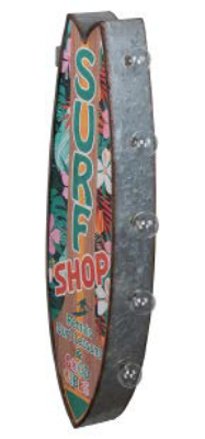 25x9 - SURF SHOP - 2 SIDED METAL SIGN - WITH LED BULBS- (2 PC PREPACK - $25.00 EACH)