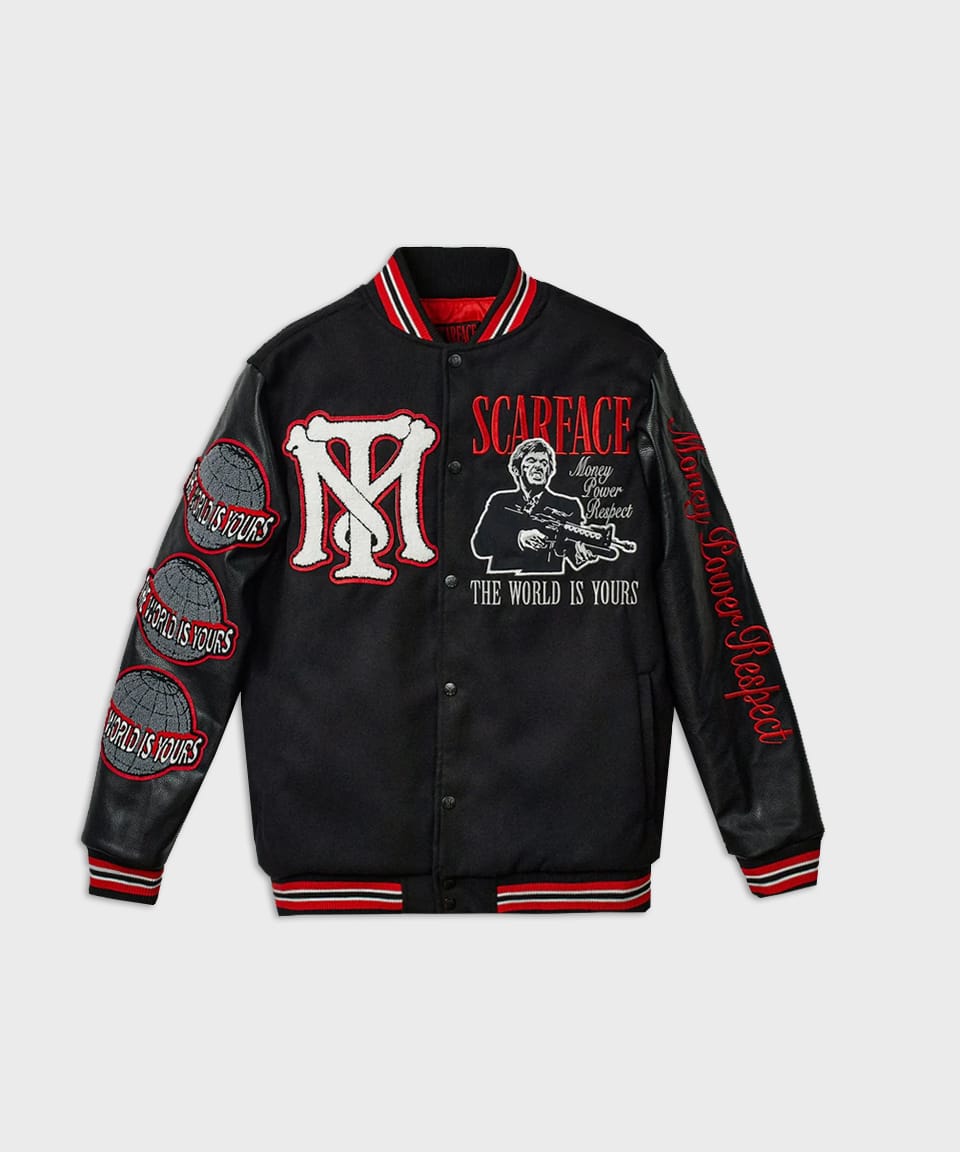 Scarface Pu Varsity Jacket - Black