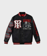Thumbnail for Scarface Pu Varsity Jacket - Black